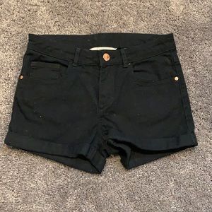 Girls black denim shorts
